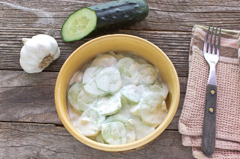 Cucumber and sour cream salad